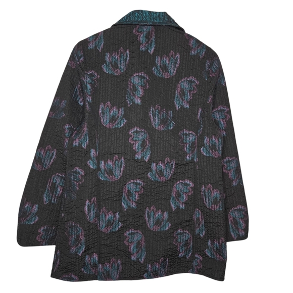 Patty Kim Womens Vintage Floral Quilted Reversible Button Front Jacket Medium - Picture 2 of 8